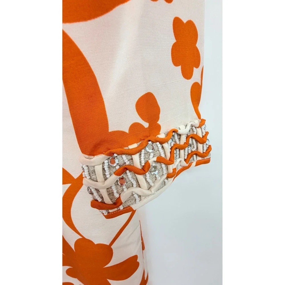 Tory Burch White and Orange Floral Mini Dress